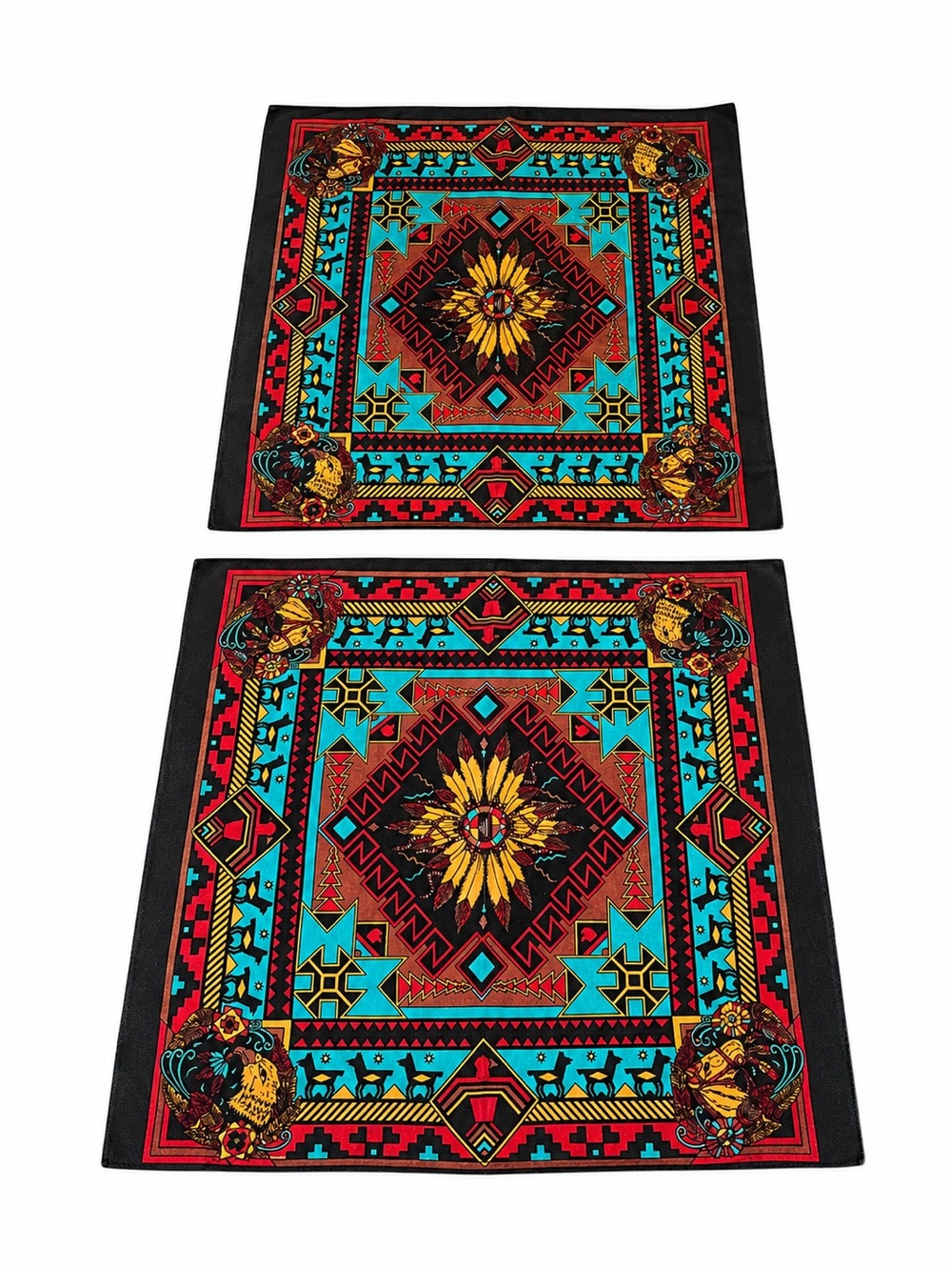 Vintage Paris Accessories Southwestern Bandana Pair USA Native Print Rare Lot
